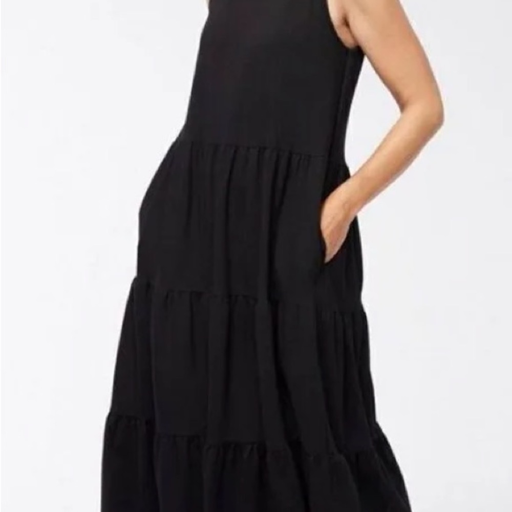 Chico's Tiered Black Sleeveless Midi Dress Size Large